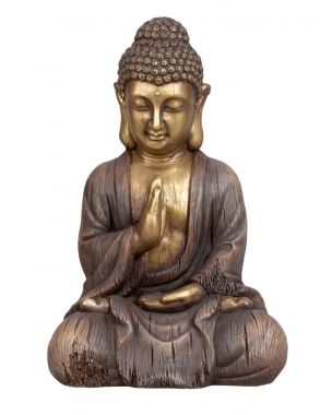 Buddha 45 cm høj brun & guldfarvet