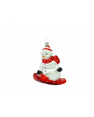 Snowman on snowboard Christmas ornament