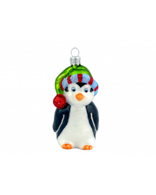 Julekugle Pingvin med farvet hue