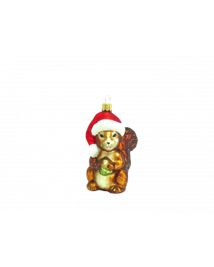 Squirrel with Santa hat Christmas ornament