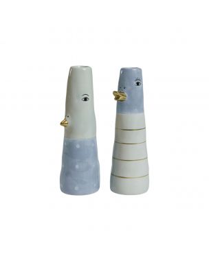 Vase and 16 cm lyseblå med striber eller prikker