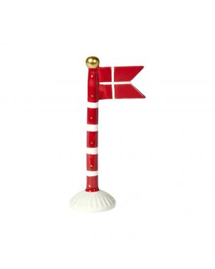 Flagstang med spidsflag 19 cm højt rød og hvid