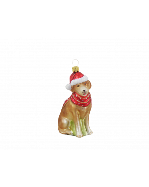 Golden Retriever with Santa hat Christmas ornament