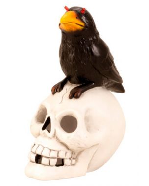 Skull with raven and LED light