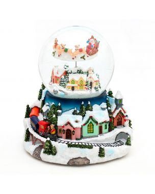 Santa Claus and train snow globe 