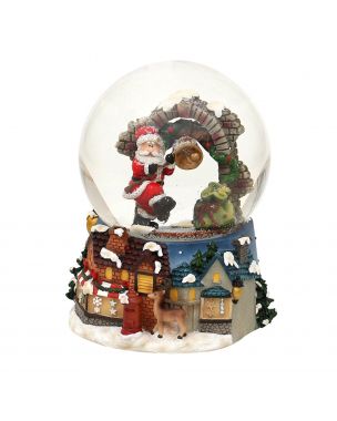 Santa Claus with bell snow globe 