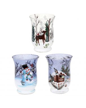 Large candle holder with winter motif