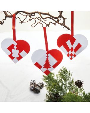 Woven hearts - red / white pattern