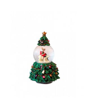 Christmas tree with polar bear snow globe