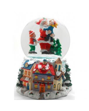 Santa Claus with children snow globe