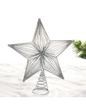 Silver top star with glitter