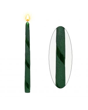 Dark green candle with strip with metallic effect