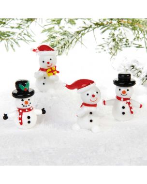 Box of 4 glass snowman figurines