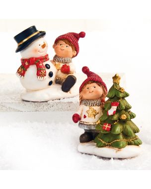 Julebarn med snemand eller træ