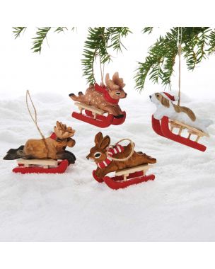 Wooden animal on sled
