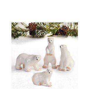 Set of mini porcelain polar bears