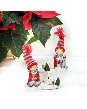 Tealight candle holder with elf