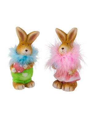 Easter bunny with feather wreath