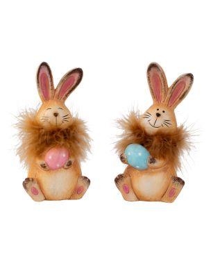 Easter bunny with brown feather wreath