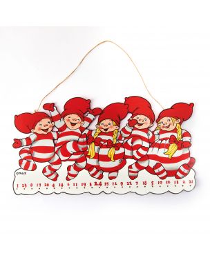 WOODEN CHRISTMAS CALENDAR WITH BABY ELVES